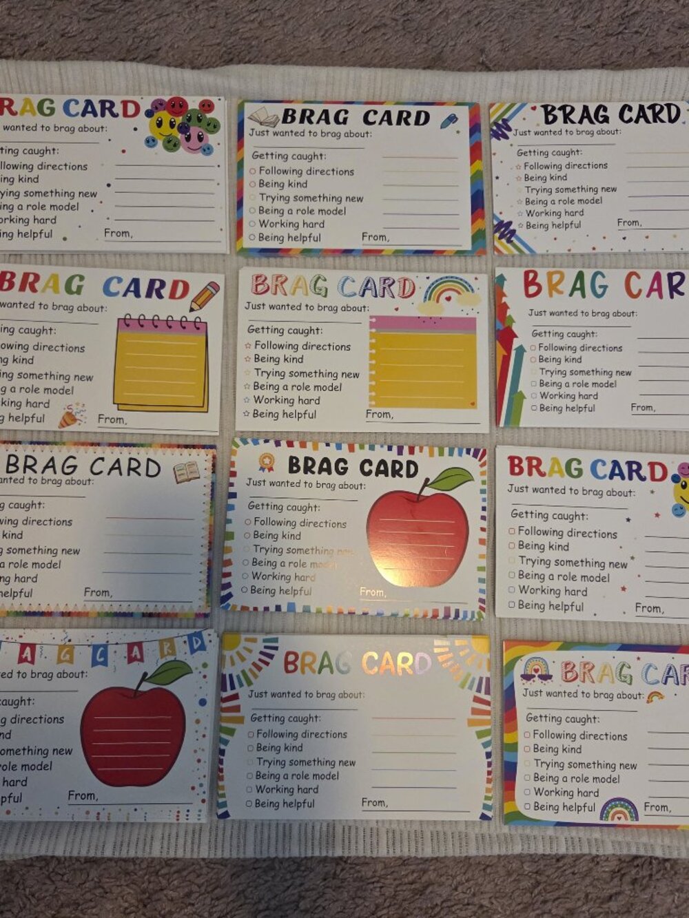 Teacher Mail Classroom Brag Cards 120 Colorful Rainbow Back To School